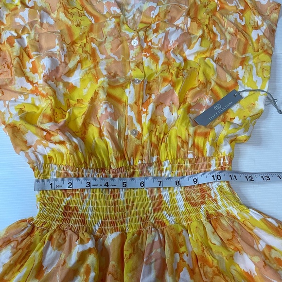 Tart Orange, Yellow, White Tiered Ruffle Kallie Sunset Cloud Dress Size Small - Picture 5 of 8
